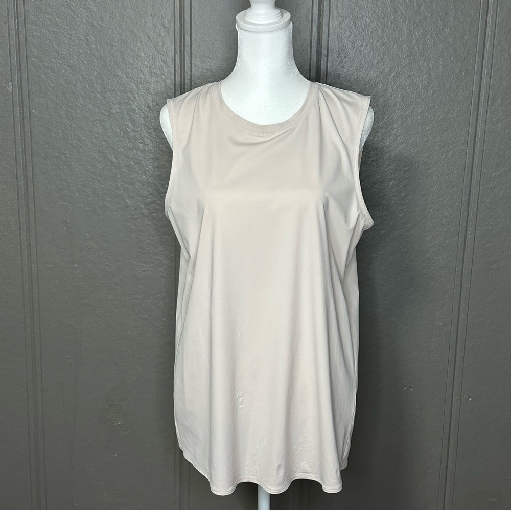 Athleta Beige Draped Split Back Muscle Tank Medium Tall